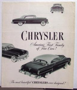 1953 Chrysler Windsor New Yorker Imperial NOS Sales Brochure
