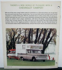 1965 Chevrolet Pickup Truck Fleetside Stepside Camper Sales Brochure Original