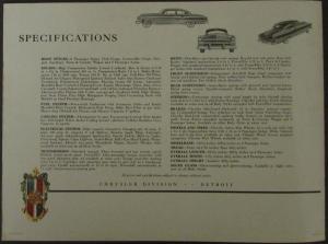 1954 Chrysler Windsor Deluxe Medium Priced Car Color Sales Brochure Original