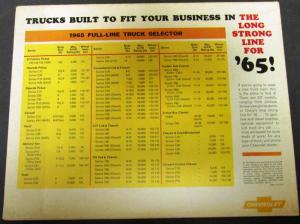 1965 Chevrolet Truck Full Line Gas Diesel Pickup Heavy Duty Sales Brochure Orig