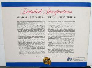 1952 Chrysler Windsor Saratoga New Yorker Imperial Color Sales Brochure