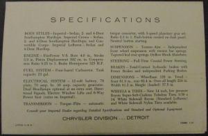 1957 Chrysler Imperial Crown Southampton Lebaron Sales Brochure
