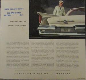 1959 Chrysler Color Original Sales Brochure New Yorker Saratoga Windsor