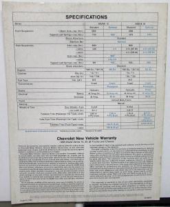 1968 Chevrolet Sportvan GS GE 10 20 Camper Truck Sales Brochure Original
