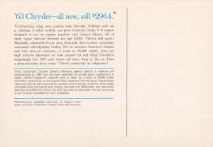 1963 Chrysler Newport 4 Door Sedan Original NOS Sales Brochure Post Card