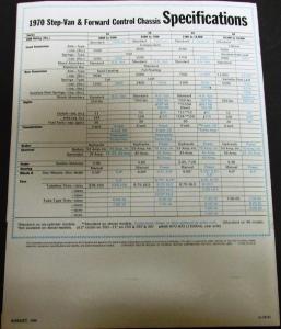 1970 Chevrolet Step Van & Forward Control Chassis Truck Brochure Original