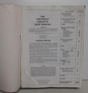 1986 Chevrolet Corvette Dealer Service Shop Repair Manual Original