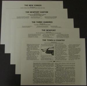 1969 Chrysler Color Plates with Envelope and Letter New Yorker Newport 300 Wagon