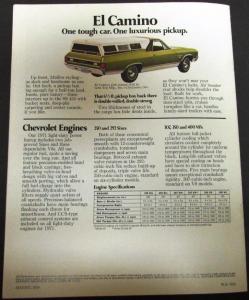 1971 Chevy Pickup Camper Van Suburban Blazer Motor Home El Camino Brochure