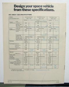 1971 Chevy Van SG & GE 10 20 30 Models Truck Sales Brochure Original