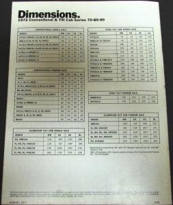 1972 Chevrolet H/D Conventional & Tilt Cab 70 80 90 Truck Brochure Original