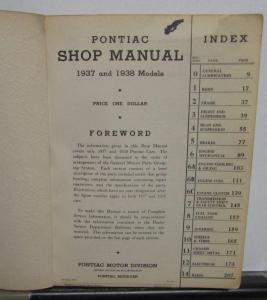1937 - 1938 Models Pontiac Shop Manual Original Small Version