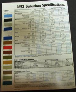 1973 Chevrolet Suburban Truck Dealer Color Sales Brochure Original