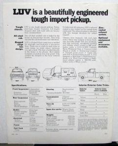 1973 Chevrolet Luv Pickup Truck Dealer Color Sales Brochure Original