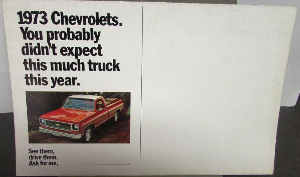 1973 Chevrolet Pickup Blazer El Camino Truck Sales Folder Mailer Original