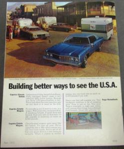 1973 Chevrolet Pickup RV Camper Motor Home Truck Sales Brochure Original