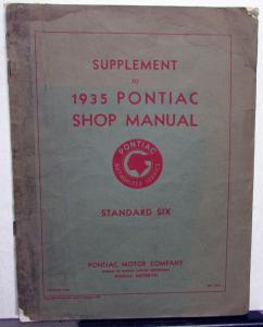 Supplement to Pontiac 1935 Shop Manual Standard Six Original