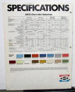 1975 Chevrolet Chevy Suburban Truck Dealer Color Sales Brochure Original