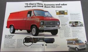 1975 Chevrolet Chevy Van Truck Dealer Color Sales Brochure Original