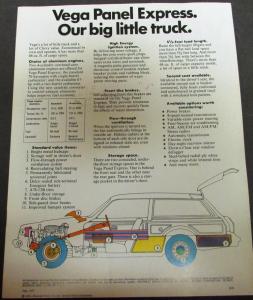 1975 Chevy Vega Panel Express Truck By Chevrolet Dealer Data Sheet