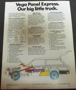 1975 Chevy Vega Panel Express Truck By Chevrolet Dealer Data Sheet