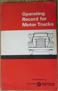 1967 Dodge Operating Record for Motor Trucks Log Book Original
