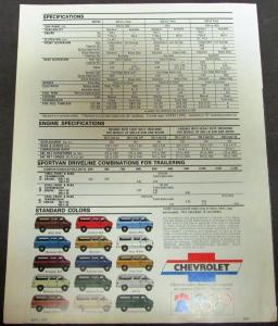 1976 Chevy Sportvan & Chevrolet Van Truck Dealer Color Sales Folder Original
