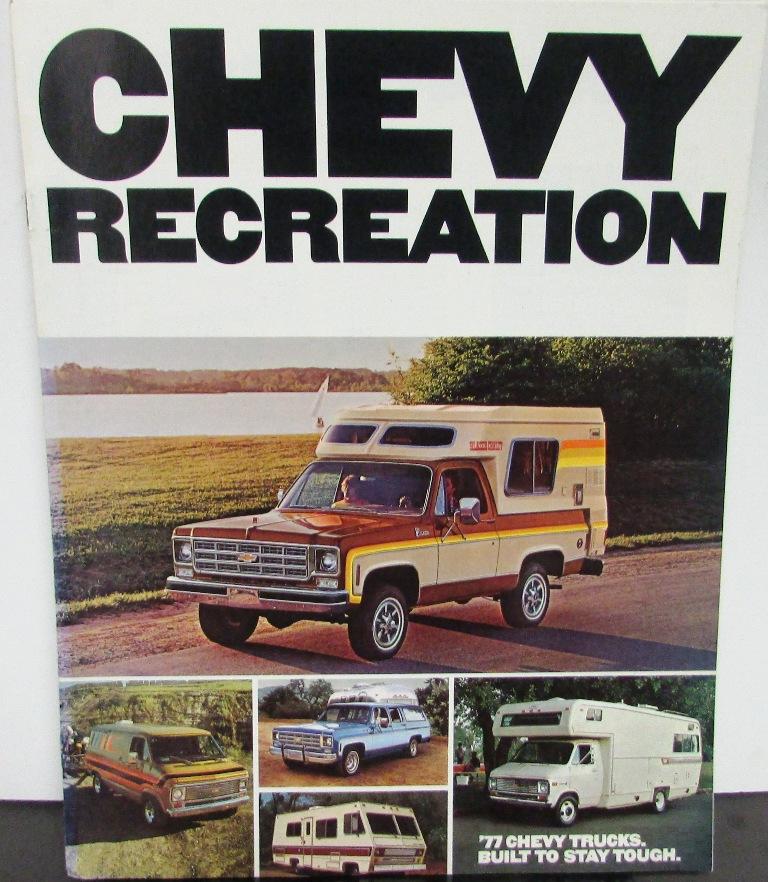 1977 Chevy RV Camper Motor Home Van Pickup Blazer Suburban Truck Sales Brochure