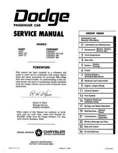 1966 Dodge Shop Service Manual Hemi Coronet 440 500 Deluxe Charger Dart 270 GT