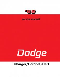 1968 Dodge Shop Service Manual Hemi Coronet R/T 440 500 Deluxe Charger Dart GT