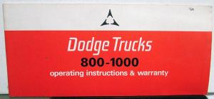 1968 Dodge Truck 800 - 1000 Owners Manual Instructions Original