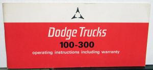 1968 Dodge Truck 100 - 300 Owners Manual Instructions Original