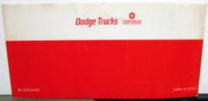 1975 Dodge Truck Models 100 / 300 Owners Manual Instructions Original