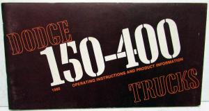 1980 Dodge Trucks Pickup Models 150 - 400 Owners Manual Original