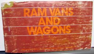 1983 Dodge Ram Van and Wagons Owners Manual Original
