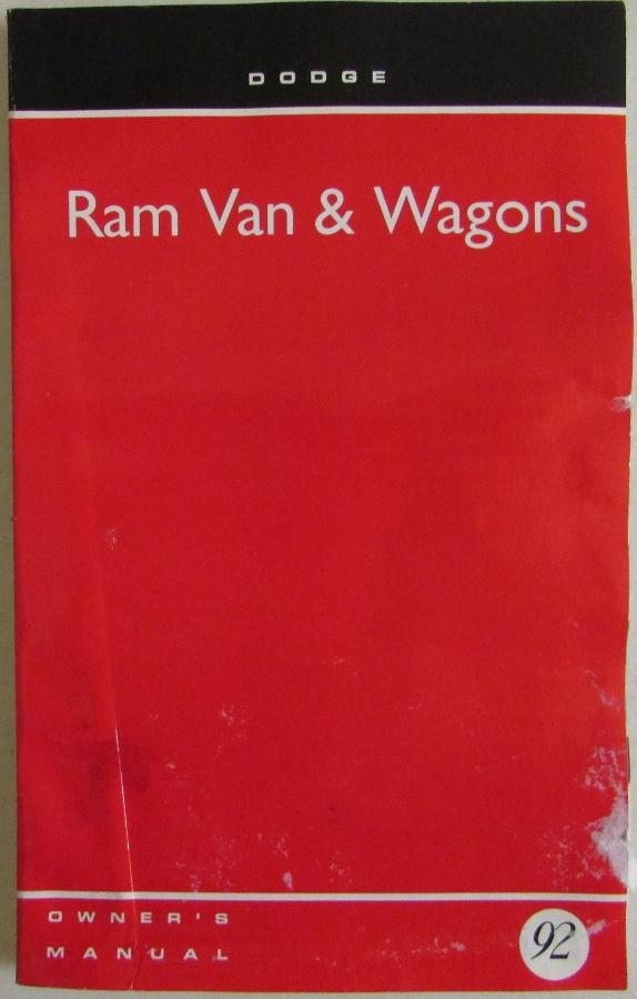 1992 Dodge Ram Van & Wagons Owners Manual Original