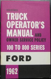 NOS CANADIAN 1962 Ford Truck Series 100 Thru 800 Owners Operator Manual Original