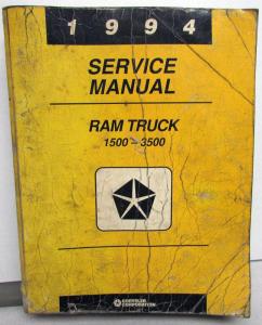 1994 Dodge Ram Truck Dealer Service Manual 1500 2500 3500 Pickup Diesel Gas
