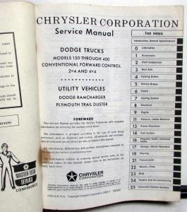 1980 Dodge Ram Truck Dealer Service Manual 150 250 350 Ramcharger Pickup