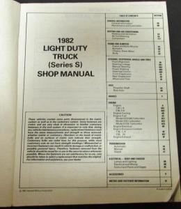 1982 GMC Truck Dealer Service Shop Manual S-15 Truck Light Duty Repair