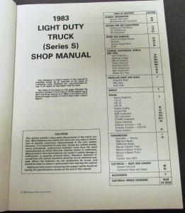 1983 GMC Truck Dealer Service Shop Manual S-Truck Light Duty Repair