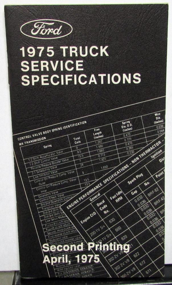 Original 1975 Ford Truck Service Specifications Handbook