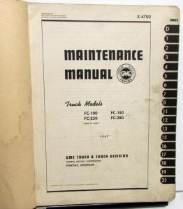 1947 GMC Truck FC-100 150 250 280 Dealer Service Shop Manual Original