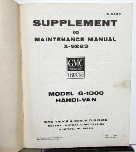 Original 1964 GMC Truck Dealer Service Manual Supplement Handi-Van G-1000