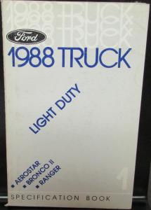 Original 1988 Ford Light Duty Truck Service Specs Handbk Bronco Ranger Aerostar