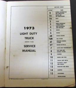 Original 1973 GMC Truck Dealer Service Manual Light Duty 1500-3500 Jimmy G P