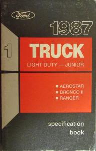 1987 Ford Light - Jr Duty Truck Service Specs Handbook Aerostar Bronco II Ranger
