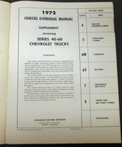 Original 1972 Chevrolet Truck Service Overhaul Manual Supplement 40-60 Series