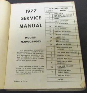 Original 1977 Chevrolet Dealer Truck Service Shop Manual H/D Bison M N9005-9502