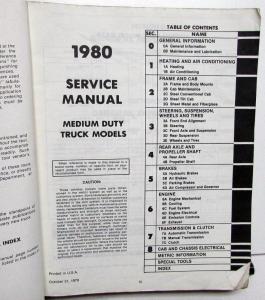 1980 Chevrolet Dealer Truck Service Shop Manual Medium Duty Original